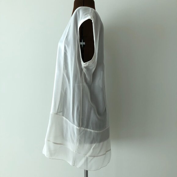 Eileen Fisher Silvery White Silk Sheer/Semi Sheer Tunic - Picture 2 of 5